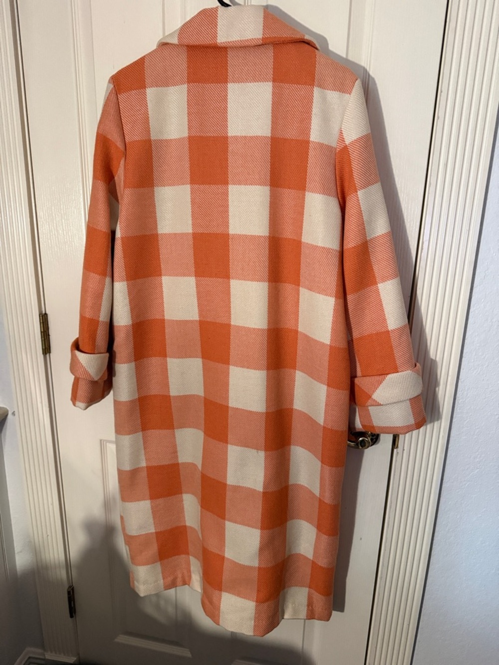 Scoop Orange Checkered Coat Size Medium - Picture 3 of 6